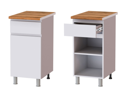 Кухонный шкаф нижний с 1 ящиком 400 Плейона (белый) Кухонный шкаф нижний с 1 ящиком 400 Плейона (белый)