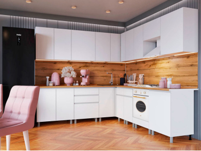 Угловая кухня 260х240 см "Плейона" белая Угловая кухня 260х240 см "Плейона" белая