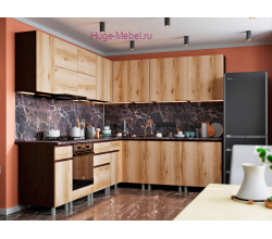 Угловая кухня 260х220 см "Плейона" венге+дуб делано