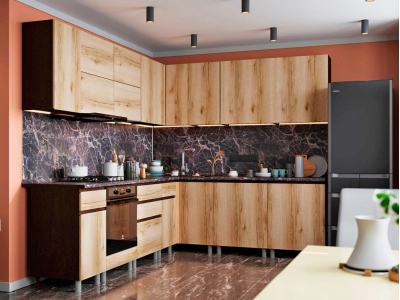 Угловая кухня 260х220 см "Плейона" венге+дуб делано Угловая кухня 260х220 см "Плейона" венге+дуб делано