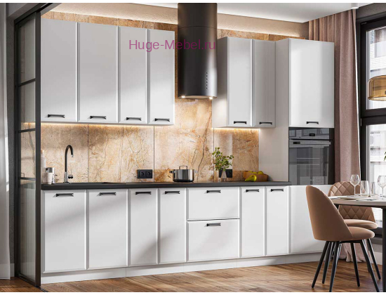 Белая кухня 3.2 метра "Призма"