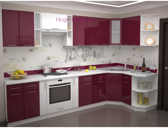 Угловая кухня "Ксения бордо 145х315"