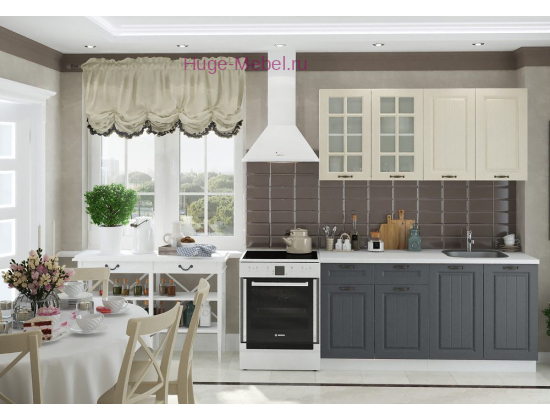 Кухня 1.6 метра "Мария" графит+крем