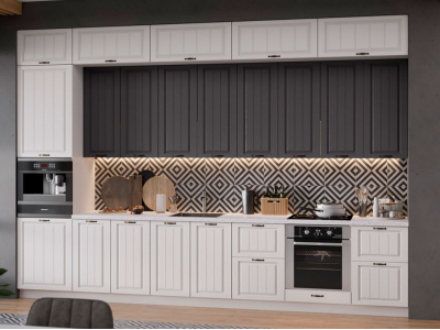 Кухня 3.8 метра "Мария" высотой 2.7 белый+графит