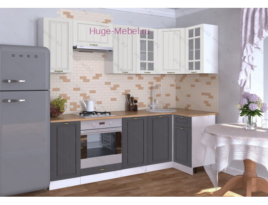 Угловая кухня 240х100 "Мария крем/графит"