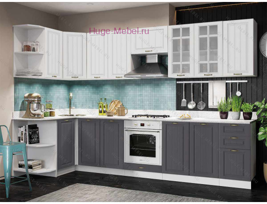 Угловая кухня 320х130 "Мария графит+белый"