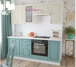 Кухня 2 метра "Модена бирюза +ваниль"