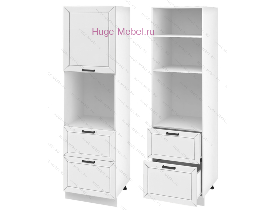 Пенал кухонный с нишей и ящиками 600 Альфа (белый)