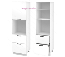 Пенал кухонный с нишей и ящиками 600 Пасаденна (белый бриллиант)