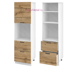 Пенал кухонный с нишей и ящиками 600 Пасаденна (дуб вотан)