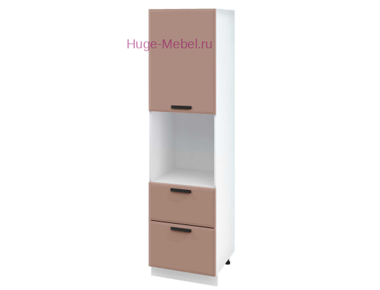 Пенал кухонный с нишей и ящиками высокий 600 Призма (мокко супермат)