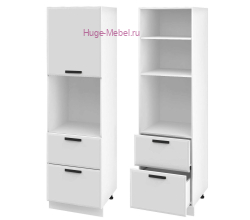 Пенал кухонный с нишей и ящиками 600 Призма (белый супермат)