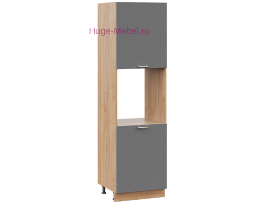 Пенал кухонный напольный с нишей 600 Катрин (софт графит) корпус крафт
