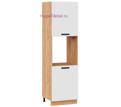 Пенал кухонный напольный с нишей 600 Призма (белый супермат) корпус крафт