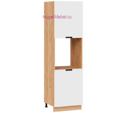 Пенал кухонный напольный с нишей 600 Сахара (белый) корпус крафт