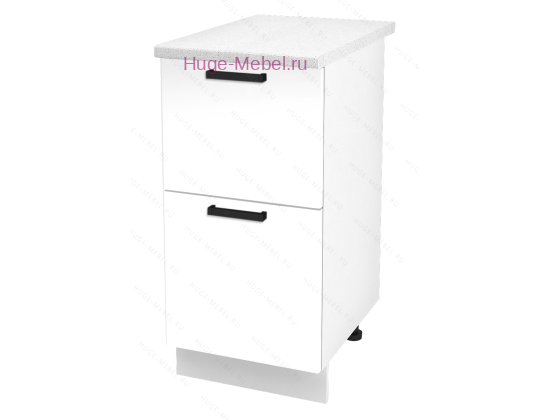 Нижний шкаф кухонный с двумя ящиками 400 Пасаденна (белый бриллиант)