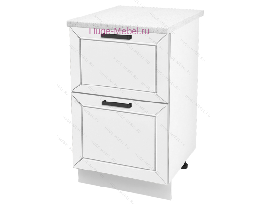 Нижний шкаф кухонный с двумя ящиками 500 Альфа (белый)