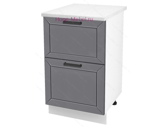 Нижний шкаф кухонный с двумя ящиками 500 Альфа (вулкан)