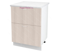 Нижний шкаф кухонный с двумя ящиками 600 Дина (шимо светлый)
