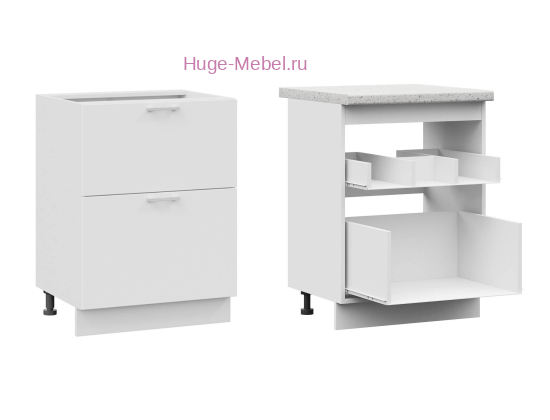 Кухонный шкаф под мойку 600 с двумя ящиками Катрин (софт вайт)