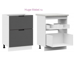 Кухонный шкаф под мойку 600 с двумя ящиками Сахара (вулкан)