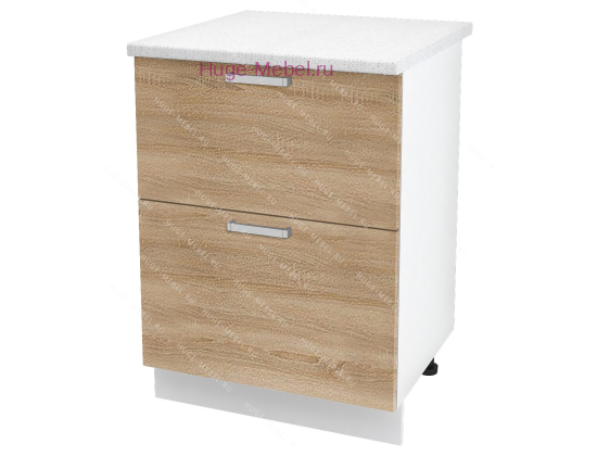 Нижний шкаф кухонный с двумя ящиками 600 Бетон (дуб сонома)