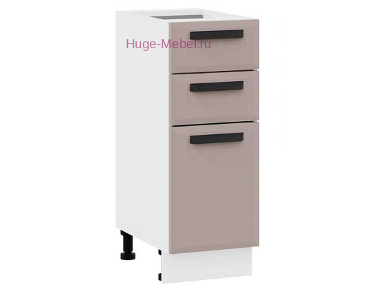 Кухонный шкаф нижний с тремя ящиками 300 Призма (мокко супермат)