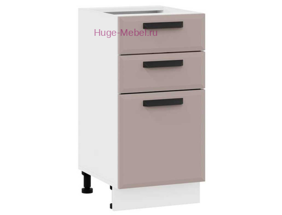 Кухонный шкаф нижний с тремя ящиками 400 Призма (мокко супермат)
