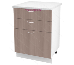 Кухонный шкаф нижний с тремя ящиками 600 Дина (шимо темный)