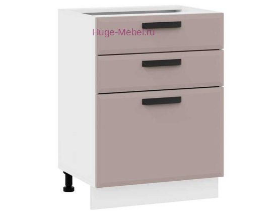 Кухонный шкаф нижний с тремя ящиками 600 Призма (мокко супермат)