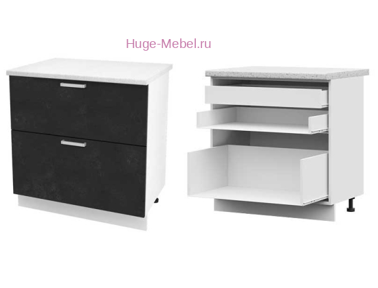 Кухонный шкаф нижний с внутренним ящиком 800 Бетон (бетон черный)