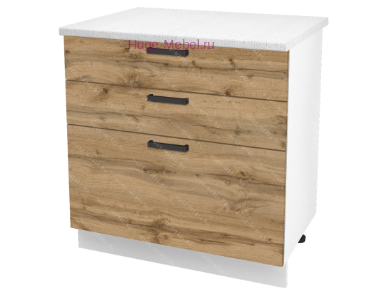 Кухонный шкаф нижний с тремя ящиками 800 Пасаденна (дуб вотан)