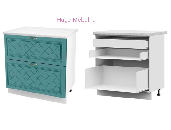 Кухонный шкаф нижний с внутренним ящиком 800 Модена (дуб бирюза)