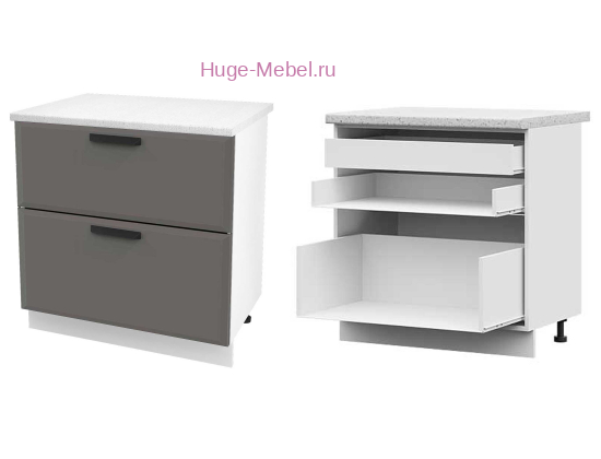 Кухонный шкаф нижний с внутренним ящиком 800 Призма (асфальт супермат)