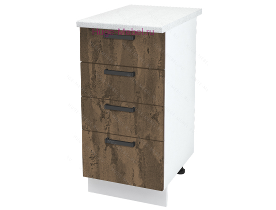 Нижний кухонный шкаф 4 ящика 400 Пасаденна (ржавый камень)