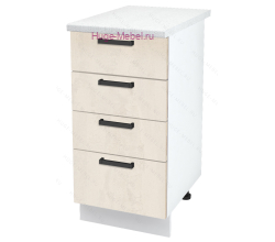 Нижний кухонный шкаф 4 ящика 400 Пасаденна (шелковый камень)