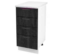 Нижний кухонный шкаф 4 ящика 400 Пасаденна (угольный камень)