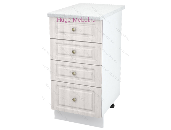 Нижний кухонный шкаф 4 ящика 400 Юлия (сандал белый)