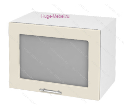 Горизонтальный кухонный стеклянный шкаф 500 Ксения (ваниль)