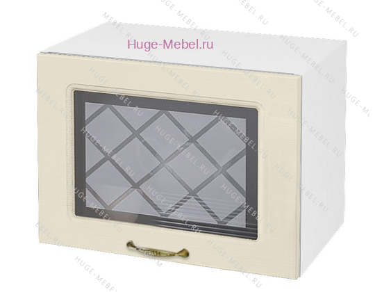 Горизонтальный кухонный стеклянный шкаф 500 Модена (дуб ваниль)