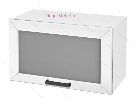 Горизонтальный кухонный стеклянный шкаф 600 Альфа (белый)