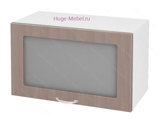 Горизонтальный кухонный стеклянный шкаф 600 Дина (шимо темный)