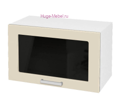 Горизонтальный кухонный стеклянный шкаф 600 Катрин (крем)