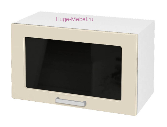 Горизонтальный кухонный стеклянный шкаф 600 Катрин (крем)