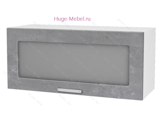 Горизонтальный кухонный стеклянный шкаф 800 Бетон (бетон серый)