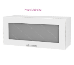 Горизонтальный кухонный стеклянный шкаф 800 Ксения (белый)
