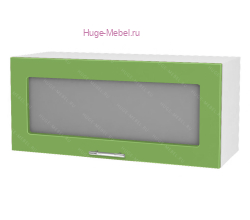 Горизонтальный кухонный стеклянный шкаф 800 Ксения (олива)