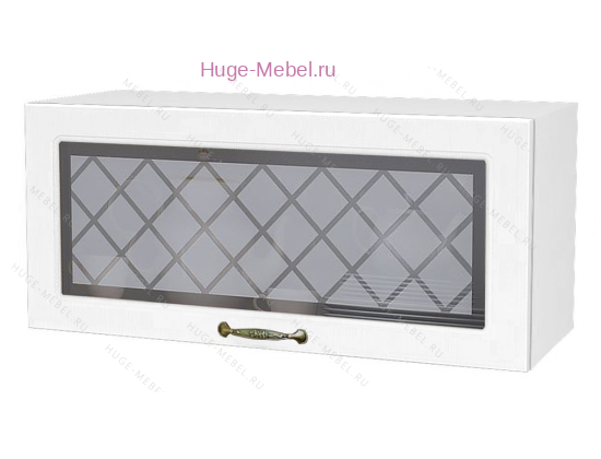 Горизонтальный кухонный стеклянный шкаф 800 Модена (дуб белый)