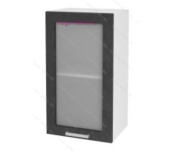 Кухонный шкаф верхний со стеклом 400 Бетон (бетон чёрный)