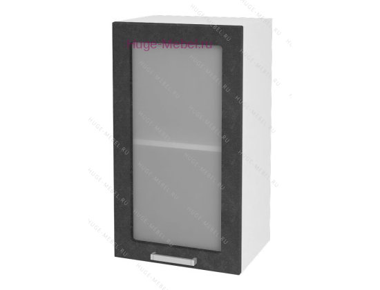 Кухонный шкаф верхний со стеклом 400 Бетон (бетон чёрный)